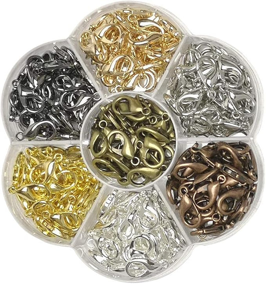 Chenkou Craft 1 Box Around 210pcs 7 Colors Lobster Clasp Jewelry Making Repairing (16x9mm)