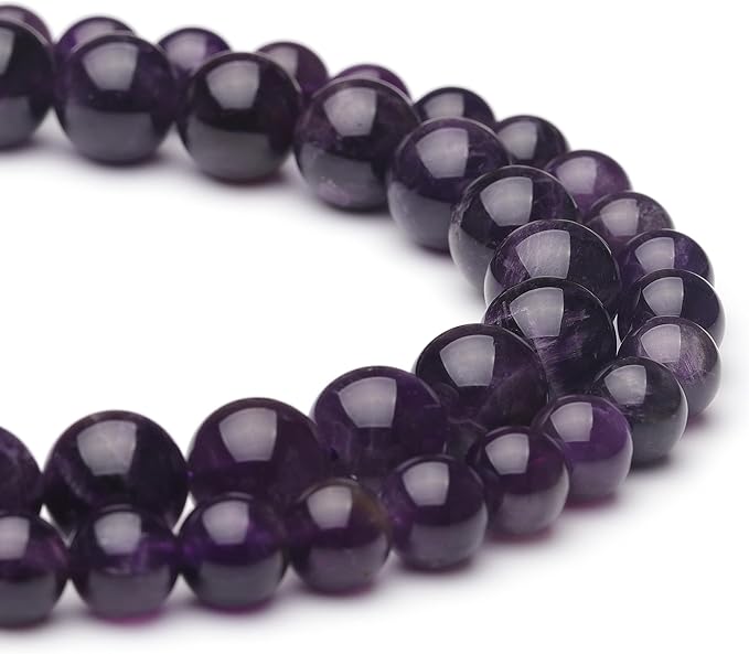 8mm Natural Crystal Beads for Jewelry Making,Amethyst Polished Smooth Round Gemstone Beads for Bracelet Necklace 15 Inch