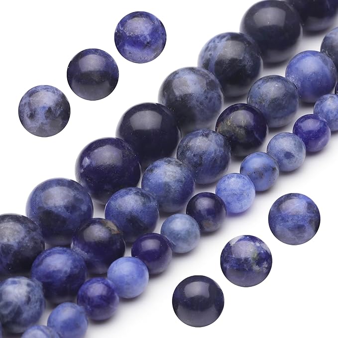 Youngbling Natural Gemstone Beads for Jewelry Making,6mm AAA Blue Sodalite Polished Round Smooth Stone Beads for Bracelet Necklace 15 Inch(AAA Sodalite,6mm)