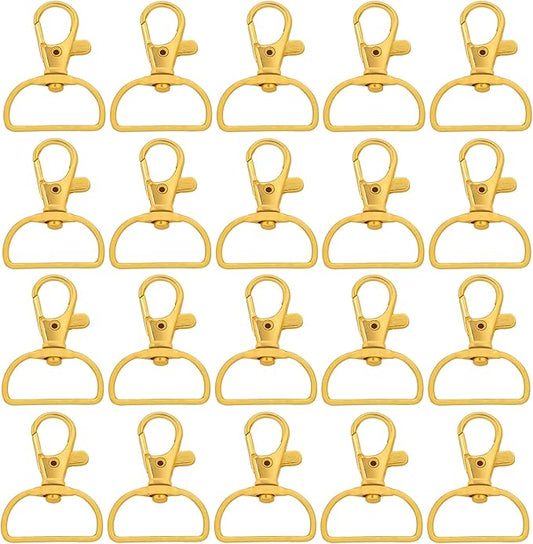 AUEAR, 20 Pack Swivel Lobster Clasps Trigger Snap Hooks Purse Landyard Clip (Gold)