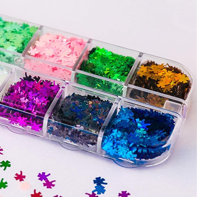 Clover Glitter Nail Art Sequins, 12 Colors Clover Leaf Glitter Acrylic Nails Supplies for Women, Girls & Manicure St. Patrick's Day Decorations, DIY Crafts