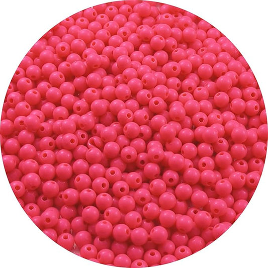 YUEXIGO 700pcs Acrylic Round Beads for Crafts 6mm Resin Candy Color Spacer Beads with Hole for Jewelry Making Sewing Crafts Decoration Necklaces Bracelets Earrings Supplies(Rose Red)