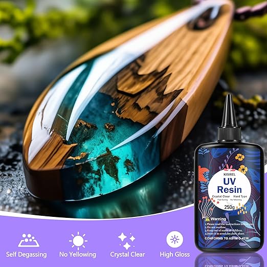 KISREL 500g UV Resin with Large Double-Sided Light, 24 Lamp Beads UV Resin Kit, Hard Type Crystal Clear Resin for Craft Jewelry Making