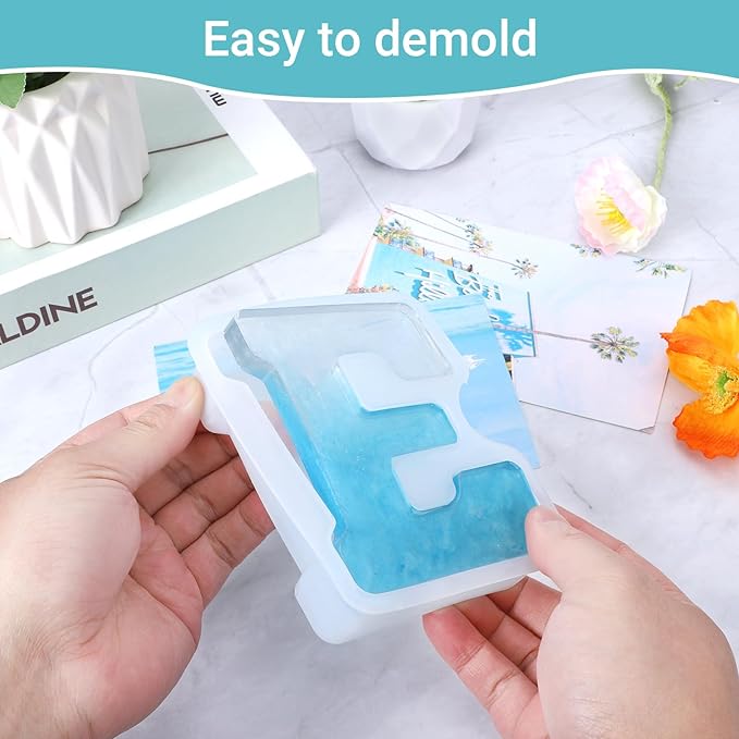 Gartful Resin Letter Molds for Casting, E Capital Alphabet Resin Silicone Molds for Epoxy, Thick 3D Silicone Letter Molds for Making Letters, Word Sign Art, DIY Crafts, Making Candle, Party Home Decor