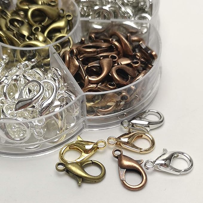 Chenkou Craft 1 Box Around 210pcs 7 Colors Lobster Clasp Jewelry Making Repairing (16x9mm)
