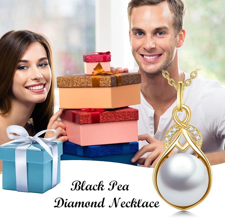14K Gold Pearl Necklace for Women,9mm Freshwater Cultured White Pearl Pendant Necklaces Jewlery Gifts for Her Wife Mom Present for Anniversary Birthday Mothers Day 16+1+1