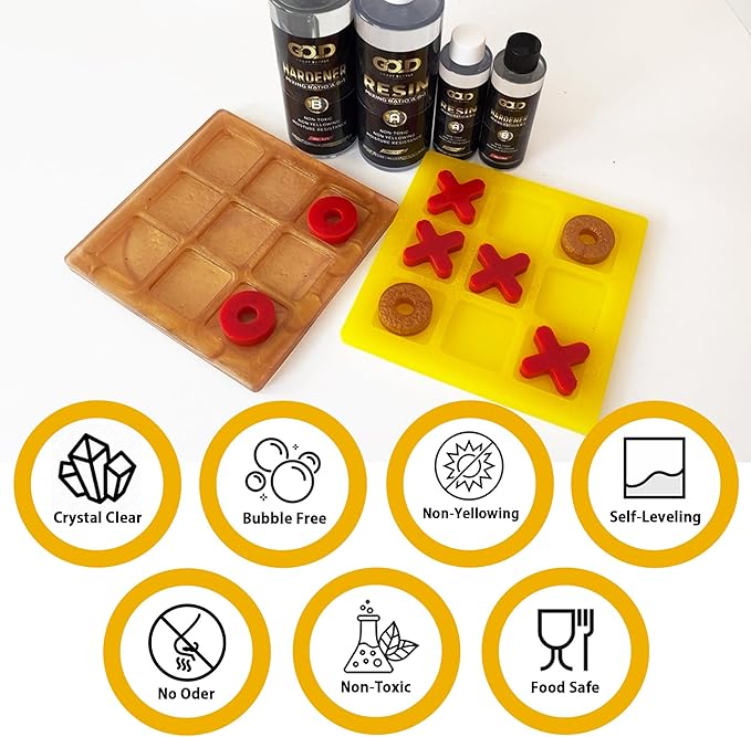 Epoxy Resin 64 oz for Arts, Crafts, Casting Coating - Crystal Clear, Self-Leveling, Non-Toxic, No BPA (32 oz Resin + 32 oz Hardener) (1.88L)