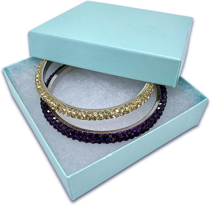 TheDisplayGuys - 100-Pack #33 Cotton Filled Cardboard Paper Jewelry Boxes Gift Case - Pearl Teal (3.5" x 3.5" x 1.0") - for Shipping or Storage