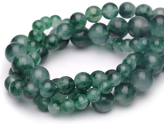 8mm Natural Stone Beads for Jewelry Making,Flower Jade Polished Smooth Round Gemstone Beads for Bracelet Necklace 15 Inch