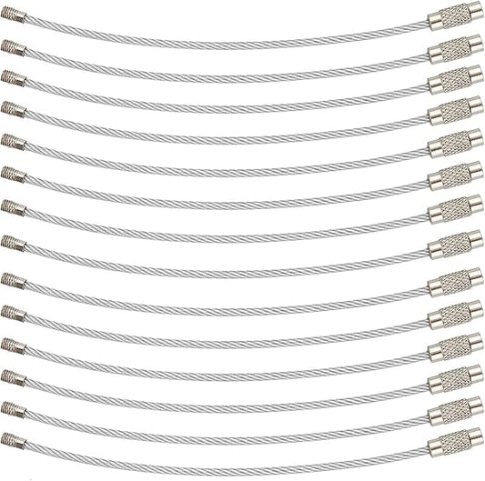 AMUU Keychain Loop 14pcs 6.3/4.3In Stainless Steel Wire Rings for Hanging Luggage Tag Keyrings ID Keepers Colors/Black/Sliver