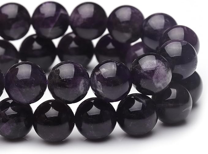8mm Natural Crystal Beads for Jewelry Making,Amethyst Polished Smooth Round Gemstone Beads for Bracelet Necklace 15 Inch