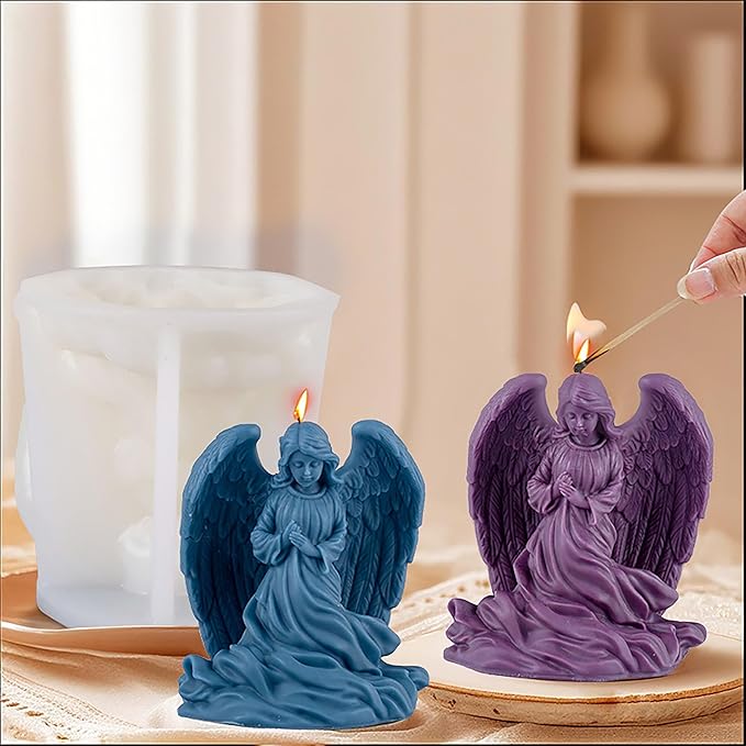 Large Wing Angel Maria Nativity Scene Silicone Wave Spiral Candle Mold - Silicone Resin Casting Molds for Candle & Resin & Soap Craft Supplies