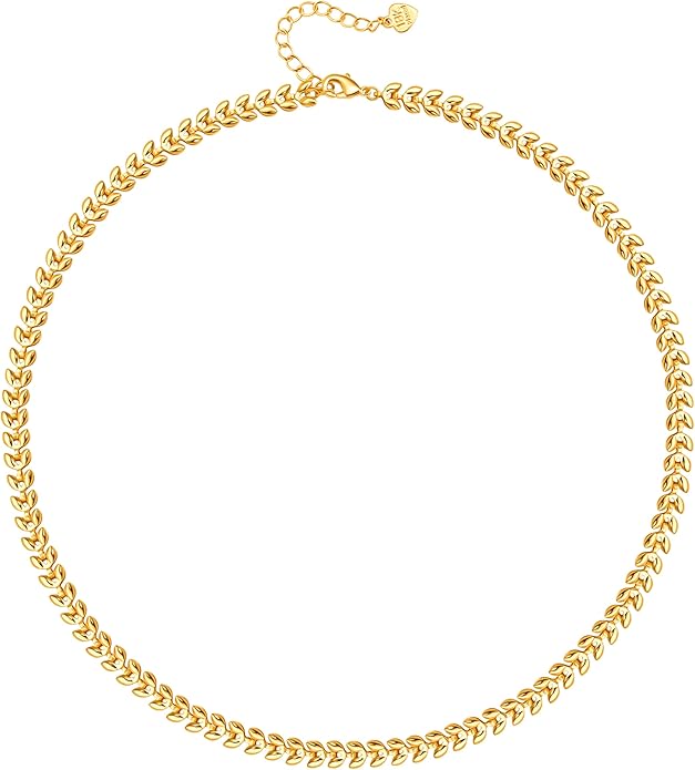 Aobei Pearl 18K Gold Plated Paperclip Chain Choker Satellite Chain Freshwater Cultured Biwa Pearl Pendant Necklace Dainty Jewelry for Women