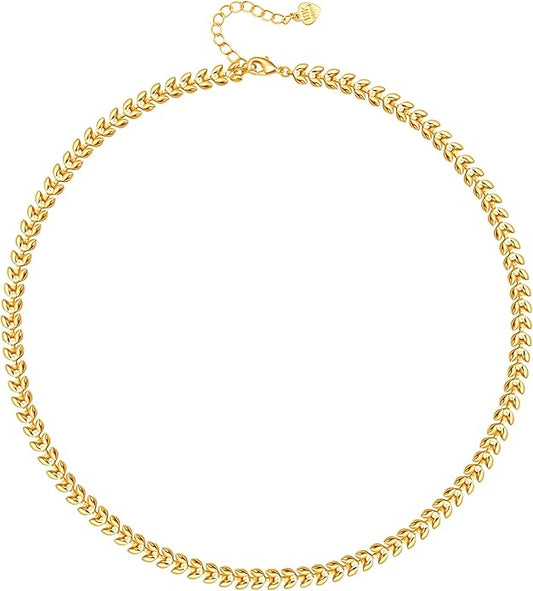 Aobei Pearl 18K Gold Plated Paperclip Chain Choker Satellite Chain Freshwater Cultured Biwa Pearl Pendant Necklace Dainty Jewelry for Women