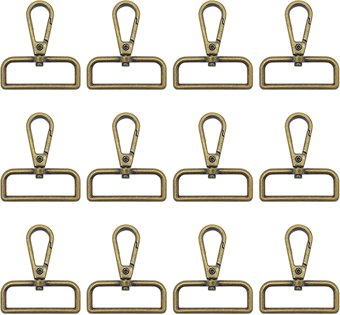 12pcs 1-1/2" Inside Diameter D Ring Lobster Clasp Claw D Ring Swivel Lobster Clasp Lobster Lanyard Clasp Keychain Clips Hook for Swivel Snap Fashion Clips,Jewelry,DIY Crafts Supplies(Antique Bronze)