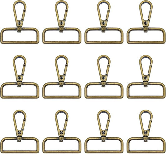 12pcs 1-1/2" Inside Diameter D Ring Lobster Clasp Claw D Ring Swivel Lobster Clasp Lobster Lanyard Clasp Keychain Clips Hook for Swivel Snap Fashion Clips,Jewelry,DIY Crafts Supplies(Antique Bronze)