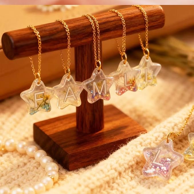 XYQHOAC Alphabet Keychain Molds Star Shape Letter Keychain Silicone Mold Resin Keychain Alphabet Mold with Holes Letter Pendant Epoxy Moulds for DIY Craft Keychain Jewelry Pendant Making (White)