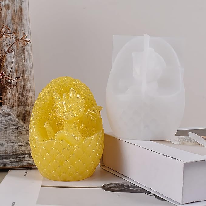 3D Dragon Animal Half Egg Dragon Candle Silicone Wave Spiral Candle Mold - Silicone Resin Casting Molds for Candle & Resin & Soap Craft Supplies