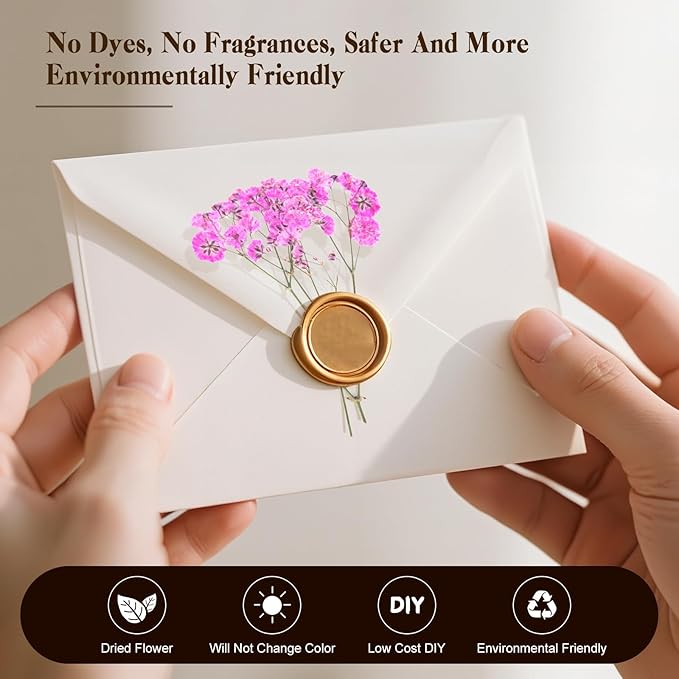 50 Pcs Baby's Breath Real Natural Dried Pressed Flowers for Wedding DIY Crafts Home Decor Resin Art Card Making Vase Arrangements ( Pink)