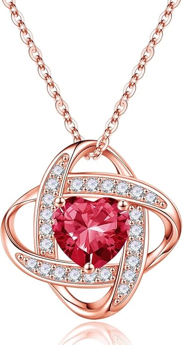 Iefil Valentines Gifts for Her Wife - 925 Sterling Silver Love Knot Birthstone Necklace, Anniversary Birthday Gifts for Women, Jewelry Gifts for Wife Mom Girlfriend