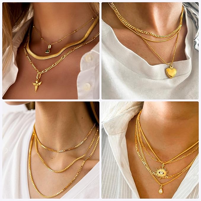 Ecoofor Gold Necklace Chains for Jewelry Making, 75.5 Feet 10 Rolls Jewelry Chains for DIY Necklace Bracelet Jewelry Making with Jump Rings/Lobster Clasps/Connectors