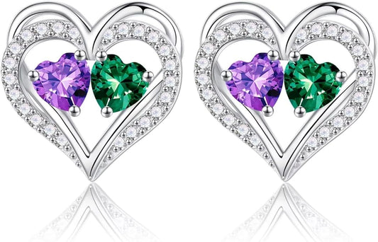 Iefil Valentines Day Gifts for Her - 925 Sterling Silver Birthstone Earrings, Anniversary Birthday Gifts for Women Wife Girlfriend Mom