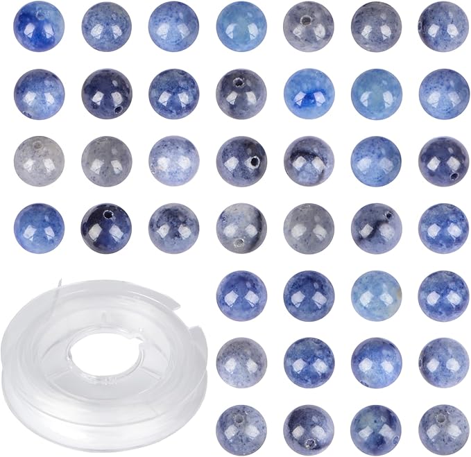 Natural Stone Beads Blue Aventurine Round Genuine Stone Beading Loose Gemstone Hole Size 1mm DIY Charm Smooth Beads for Bracelets Necklaces Earrings 6mm 200pcs (Blue Aventurine 6mm)