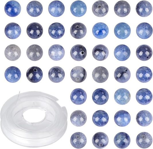 Natural Stone Beads Blue Aventurine Round Genuine Stone Beading Loose Gemstone Hole Size 1mm DIY Charm Smooth Beads for Bracelets Necklaces Earrings 6mm 200pcs (Blue Aventurine 6mm)