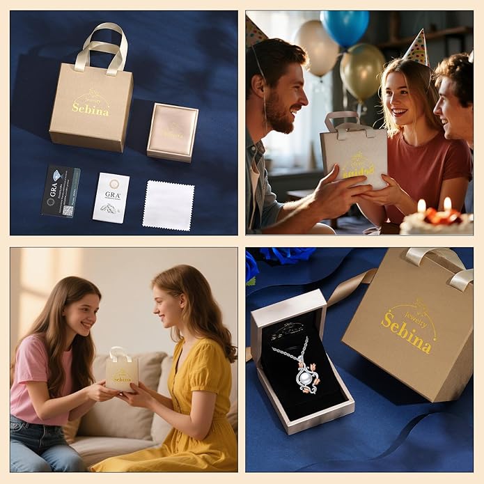 Pearl Pendant Necklace for Women,925 Sterling Silver Pendant Jewelry,Anniversary Christmas Birthday Valentines Gifts for Wife, Mom, Dauhter, Girlfriend,Her