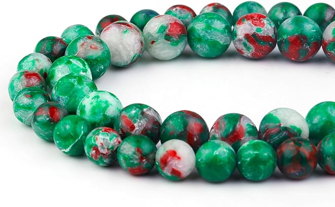Youngbling Natural Gemstone Beads for Jewelry Making,8mm Green Imperial Jasper Polished Round Smooth Stone Beads for Bracelet Necklace 15 Inch(Green Imperial Jasper,8mm)