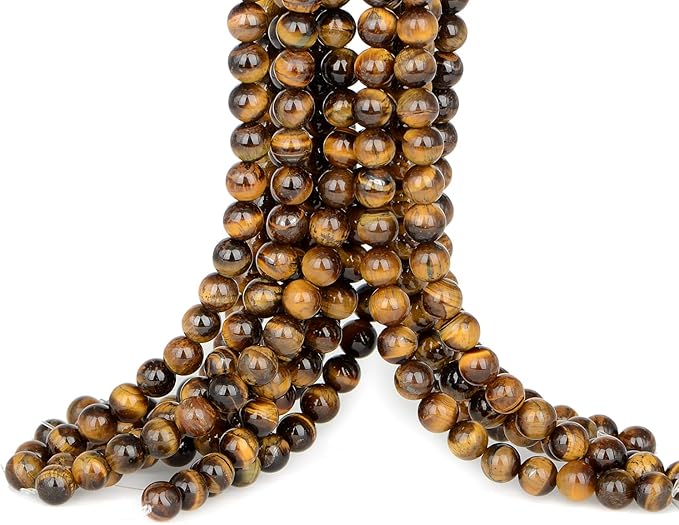 Natural Stone Genuine Stones DIY Tiger Eye Round Beads 8mm 100pcs Beading Loose Gemstone Hole Size 1mm Charm Smooth Beads for Bracelets Necklaces Earrings (Tiger Eye 8mm)