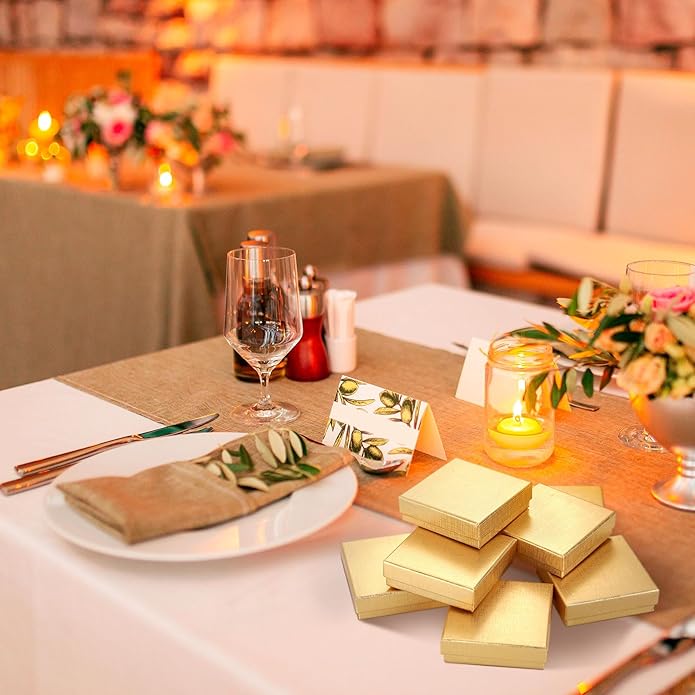 Tenceur 100 Pcs Valentines Jewelry Gift Boxes Bulk Kraft Jewelry Cardboard Box for Necklace Earring Bracelet Storage Package