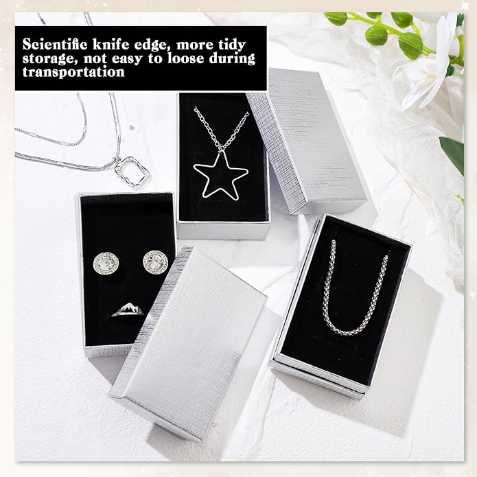 Tenceur 100 Pcs Valentines Jewelry Gift Boxes Bulk Kraft Jewelry Cardboard Box for Necklace Earring Bracelet Storage Package