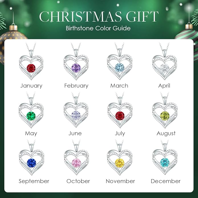 CDE Valentine's Day Gift Forever Love Heart Necklaces for Women, Wedding Anniversary, Birthday Mothers Christmas Day Gifts for Mom, Mother, Wife, S925 Silver Jewelry with Birthstone Pendant