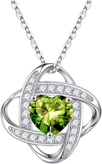 Iefil Valentines Gifts for Her Wife - 925 Sterling Silver Love Knot Birthstone Necklace, Anniversary Birthday Gifts for Women, Jewelry Gifts for Wife Mom Girlfriend