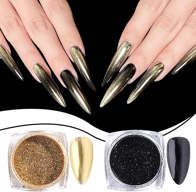 Brtavizvy 23 Color Chrome Nail Powder,10 Color Irregular Foil Flakes Glitter,Gold Flakes for Nails Decoration Art Holographic Chunky for Women Girls Manicure Supplies