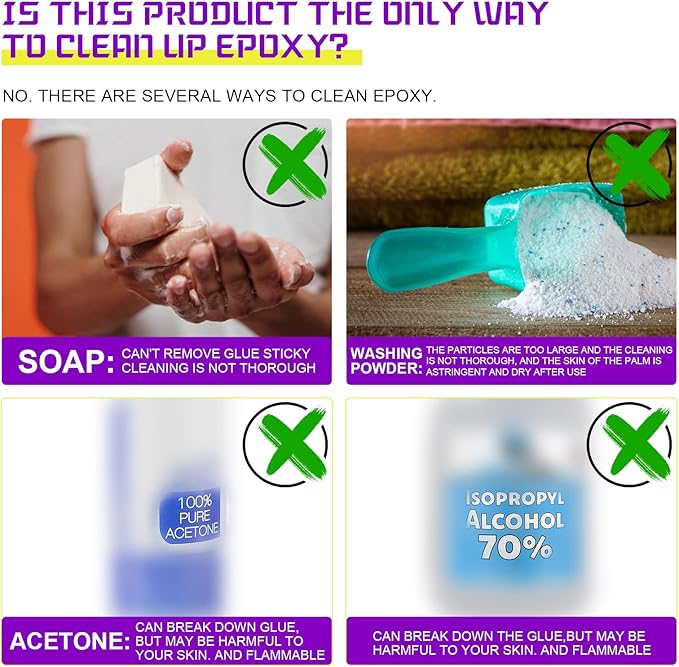 Puduo Resin Cleaner Water Softener, Epoxy Resin Remover, Resin Remover Tools, Cleaner for Epoxy Resin, UV Resin, Resin Molds, 8 OZ Epoxy Hand Scrub Cleaner/Hand Soap (8 OZ)