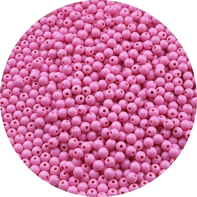 YUEXIGO 700pcs Acrylic Round Beads for Crafts 6mm Resin Candy Color Spacer Beads with Hole for Jewelry Making Sewing Crafts Decoration Necklaces Bracelets Earrings Supplies(Pink)