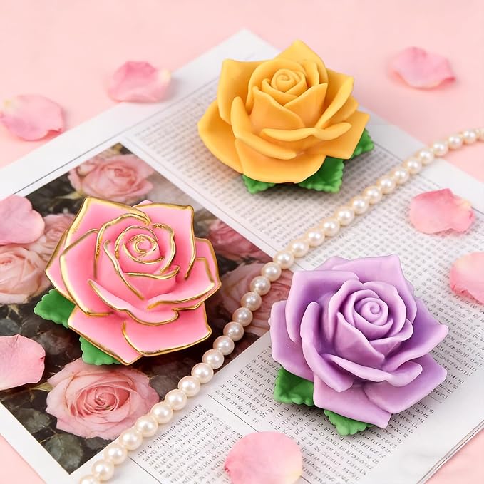 ZQYSING Large Rose Candle Molds, Rose Molds for Candles, 3D Flower Silicone Mold for Soap Wax Plaster Epoxy Resin Casting Clay Home Décor Handmade Gift