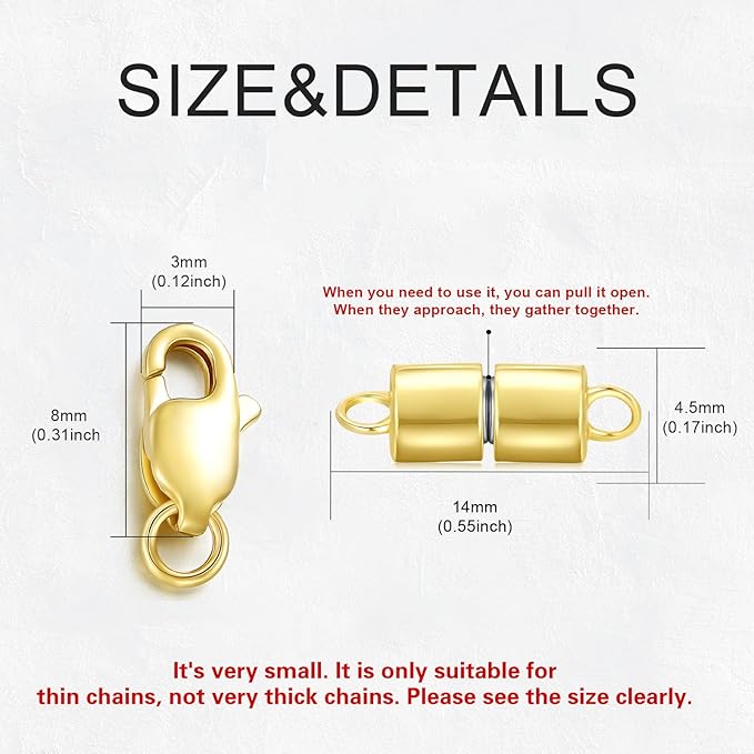 10K Real Gold Necklace Connector Extender Clasps for DIY Bracelet Jewelry Making, Lobster Clasp Extender Necklace Clasp Connector Bracelet Extension, Double Lobster Clasp 10K Gold(Style 6)