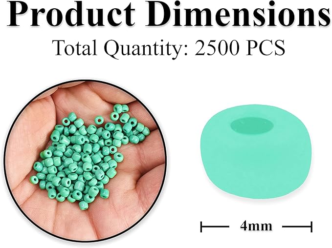 Mandala Crafts 4mm 6/0 Small Glass Seed Beads for Jewelry Making, 2500 Opaque Turquoise Tiny Mini Glass Beads for Waist Chains and Sewing