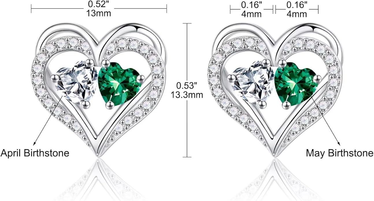 Iefil Valentines Day Gifts for Her - 925 Sterling Silver Birthstone Earrings, Anniversary Birthday Gifts for Women Wife Girlfriend Mom