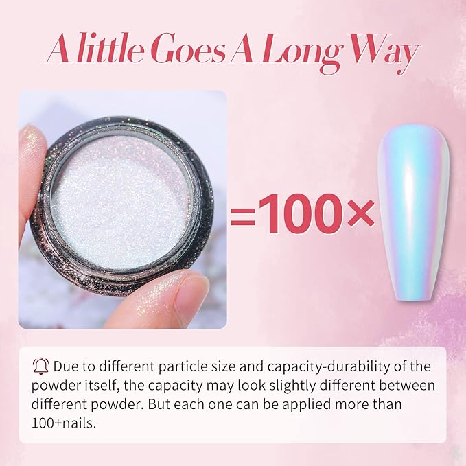 BORN PRETTY Chrome Nail Powder Holographic Nail Art Auroras Mermaid Pearl Nail Powder Reflective Glitter Manicure Pigment Chrome Powder 6 Boxes