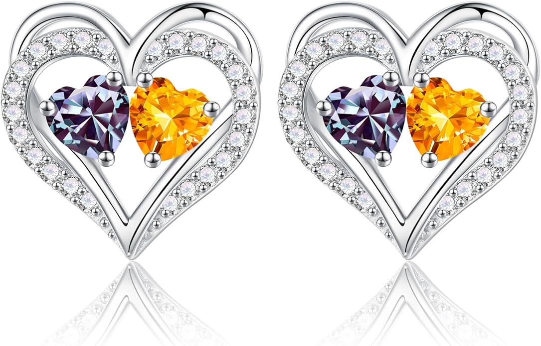 Iefil Valentines Day Gifts for Her - 925 Sterling Silver Birthstone Earrings, Anniversary Birthday Gifts for Women Wife Girlfriend Mom
