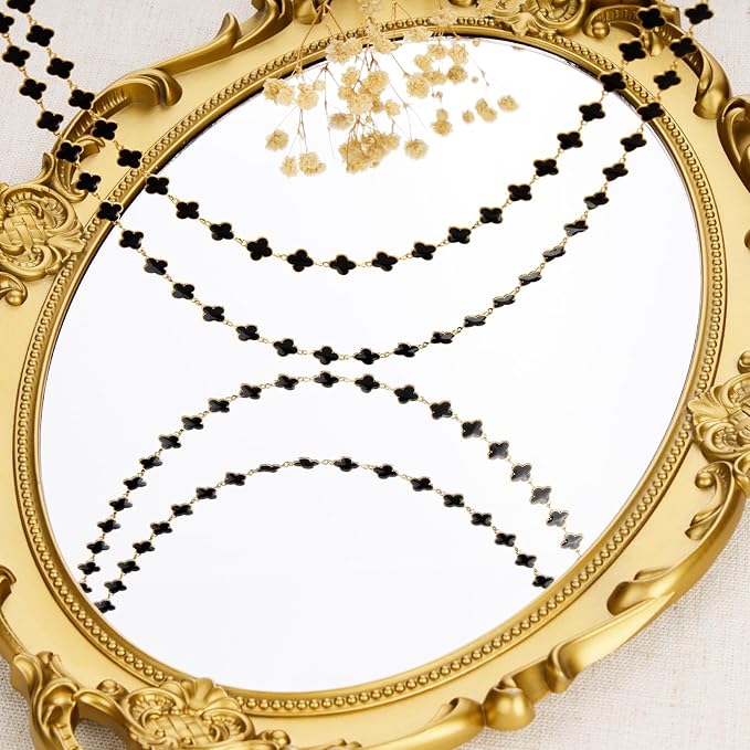 GTVOODX 18k Gold Black Enamel Clover Stainless Steel Chains for Jewelry Making, 3 Meters 8mm Link Chain Bulk Bracelet Necklace Jewelry Making DIY Supplies