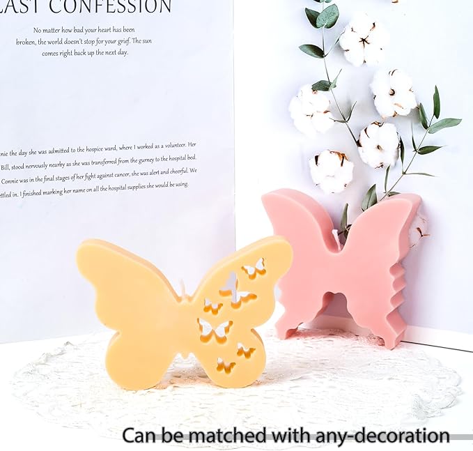 Butterfly Epoxy Resin Molds 2 Pack Butterflies Silicone Mold for Candle Making DIY Soap Resin Casting Art Crafts Mould Home Wedding Decoration Paperweight Craft Gift Concrete Cement Plaster Moulds