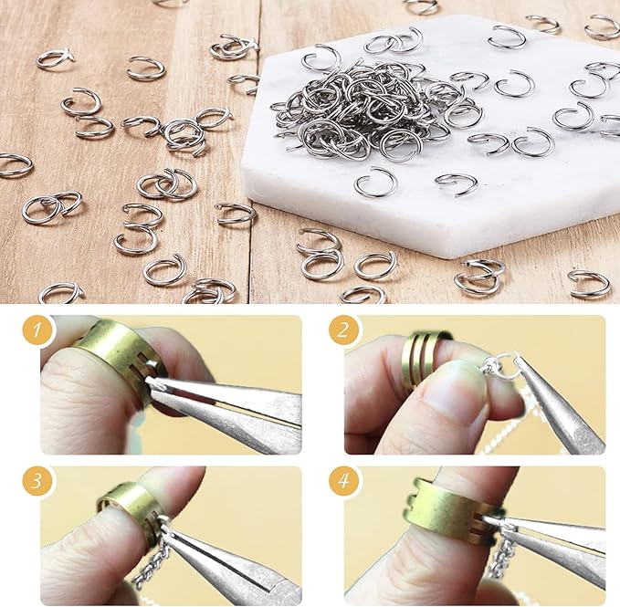 ZYNERY 1500pcs 304 Stainless Steel Open Jump Rings with Jewelry Rings and Tweezers and Jewelry Pliers for Jewelry Making Supplies, Fix, Wire Wrapping, Crafts