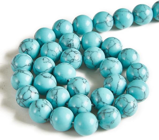 100pcs 6mm Blue Turquoise Beads Natural Gemstone Beads Round Loose Beads for Jewelry Making