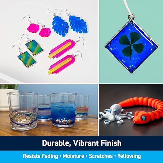 TotalBoat Translucent Colored UV Resin - Fast-Cure UV Resin Kit for Jewelry Making, Charms, Crafts, Casting, and DIY Art Projects - 8 Pre-Tinted Colors, 240g