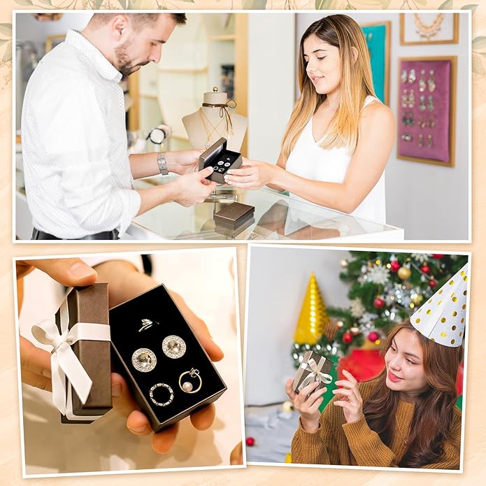 Tenceur 100 Pcs Valentines Jewelry Gift Boxes Bulk Kraft Jewelry Cardboard Box for Necklace Earring Bracelet Storage Package